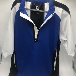 Footjoy FJ Men's 1/2 Zip Golf Pullover Windbreaker Short Sleeve‎ Medium Blue